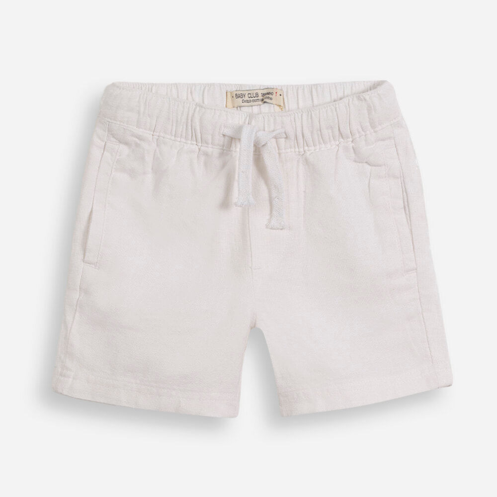 Bermuda infantil de viscolinho branco Bermuda infantil de viscolinho branco