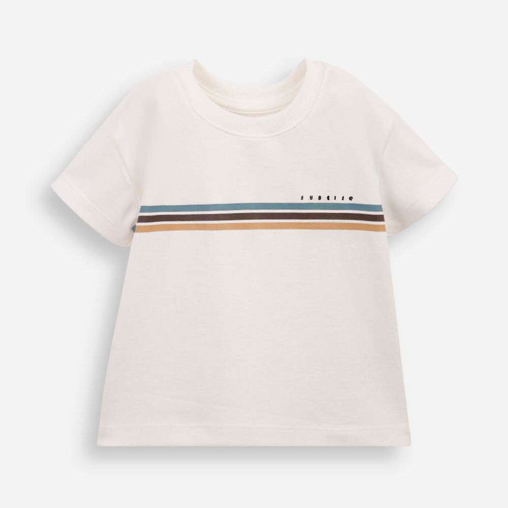 Camiseta infantil com algodão e listras off white Camiseta infantil com algodão e listras off white