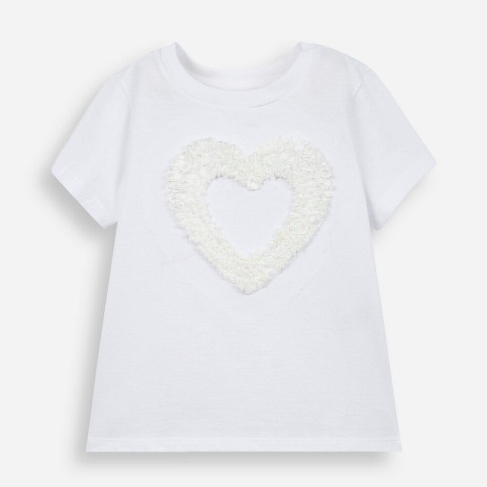 Blusa infantil bordado coração off white Blusa infantil bordado coração off white