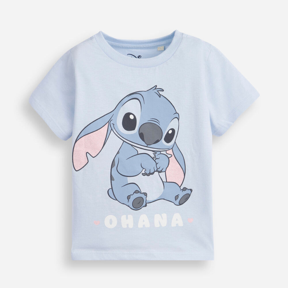 Camiseta infantil de algodão manga curta stitch azul Camiseta infantil de algodão manga curta stitch azul