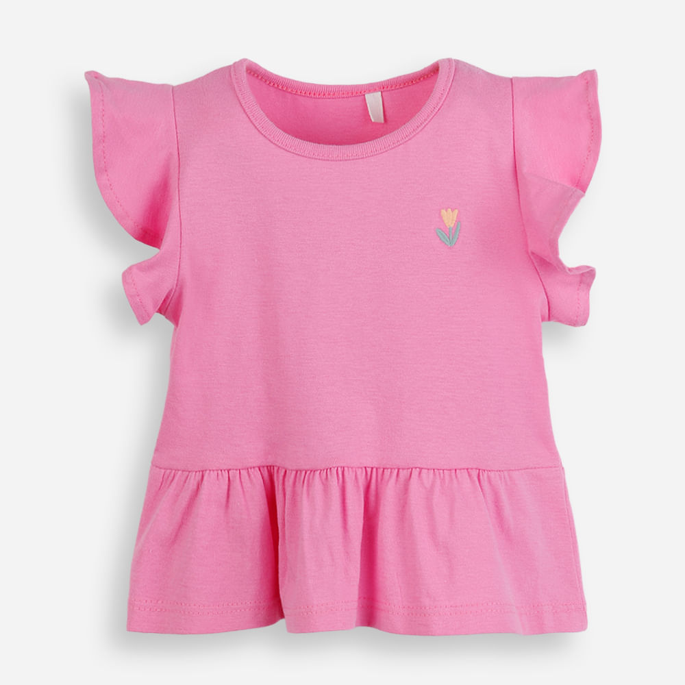 Blusa infantil malha com bordado rosa Blusa infantil malha com bordado rosa