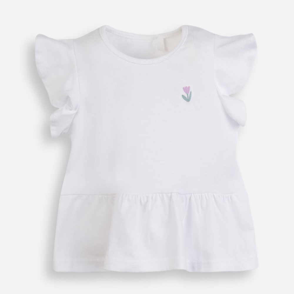 Blusa infantil malha com bordado off white Blusa infantil malha com bordado off white