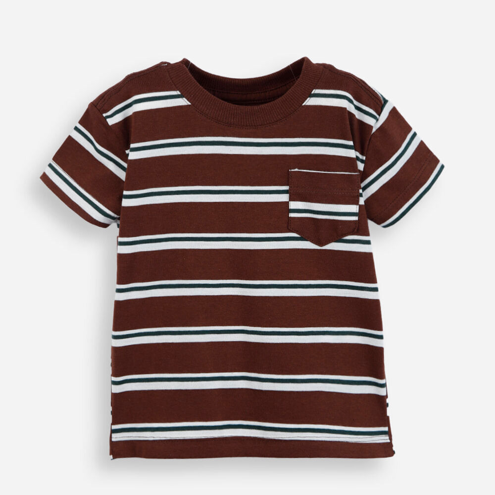 Camiseta infantil listrada marrom Camiseta infantil listrada marrom