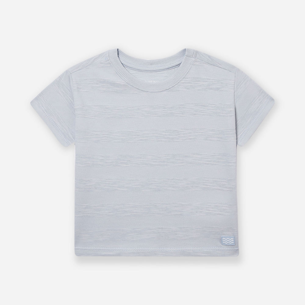 Camiseta de algodão infantil listrada azul Camiseta de algodão infantil listrada azul