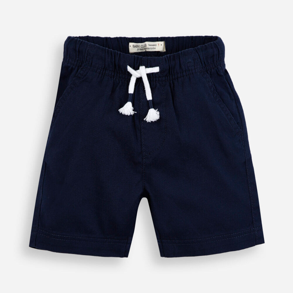 Bermuda infantil de algodão com cós elástico azul Bermuda infantil de algodão com cós elástico azul