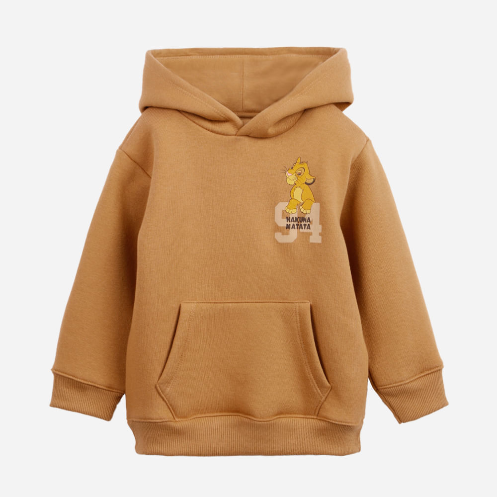 Blusão infantil de moletom felpado com capuz patrulha simba marrom Blusão infantil de moletom felpado com capuz patrulha simba marrom