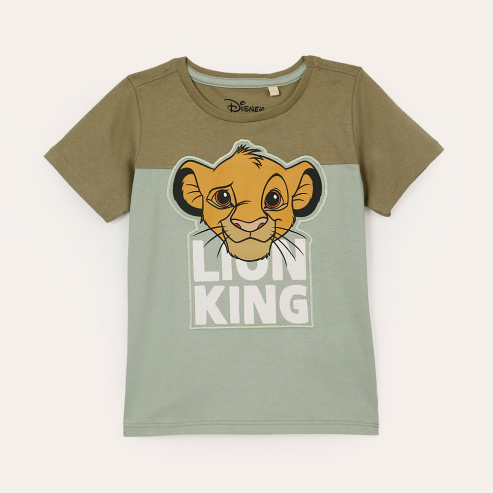 Camiseta infantil de algodão simba com recorte manga curta verde Camiseta infantil de algodão simba com recorte manga curta verde