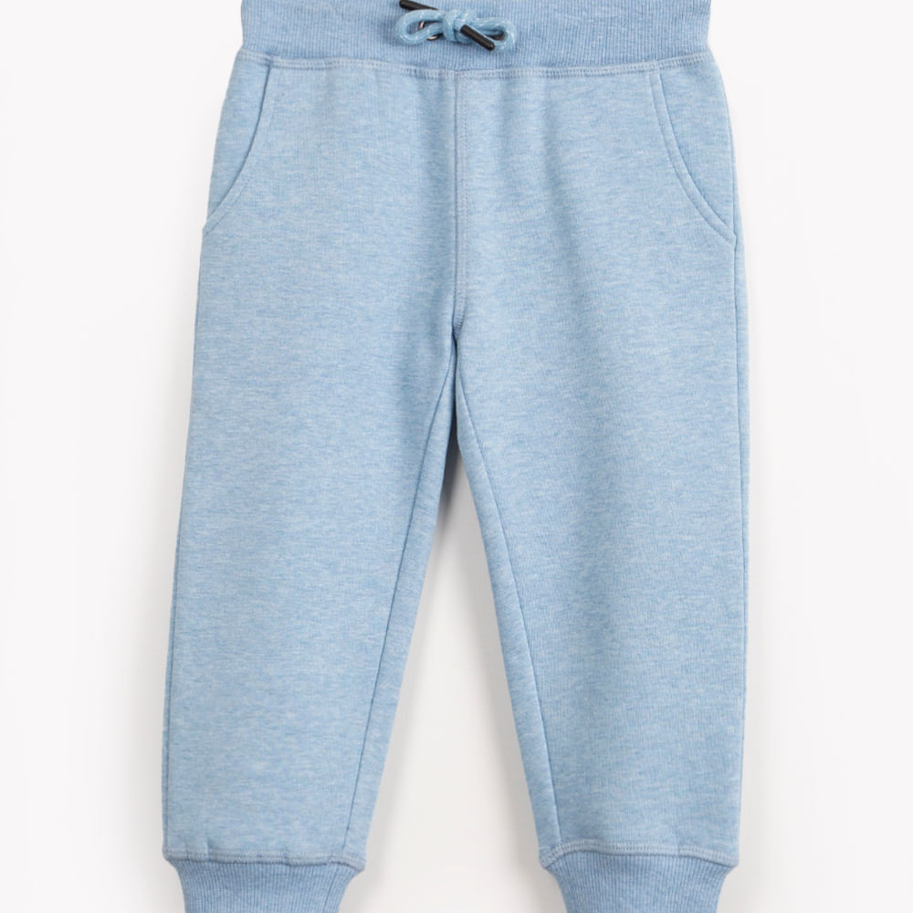 Calça de moletom infantil com cordão azul claro Calça de moletom infantil com cordão azul claro