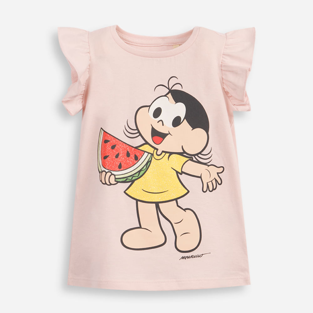 Blusa infantil de algodão magali com glitter rosa Blusa infantil de algodão magali com glitter rosa