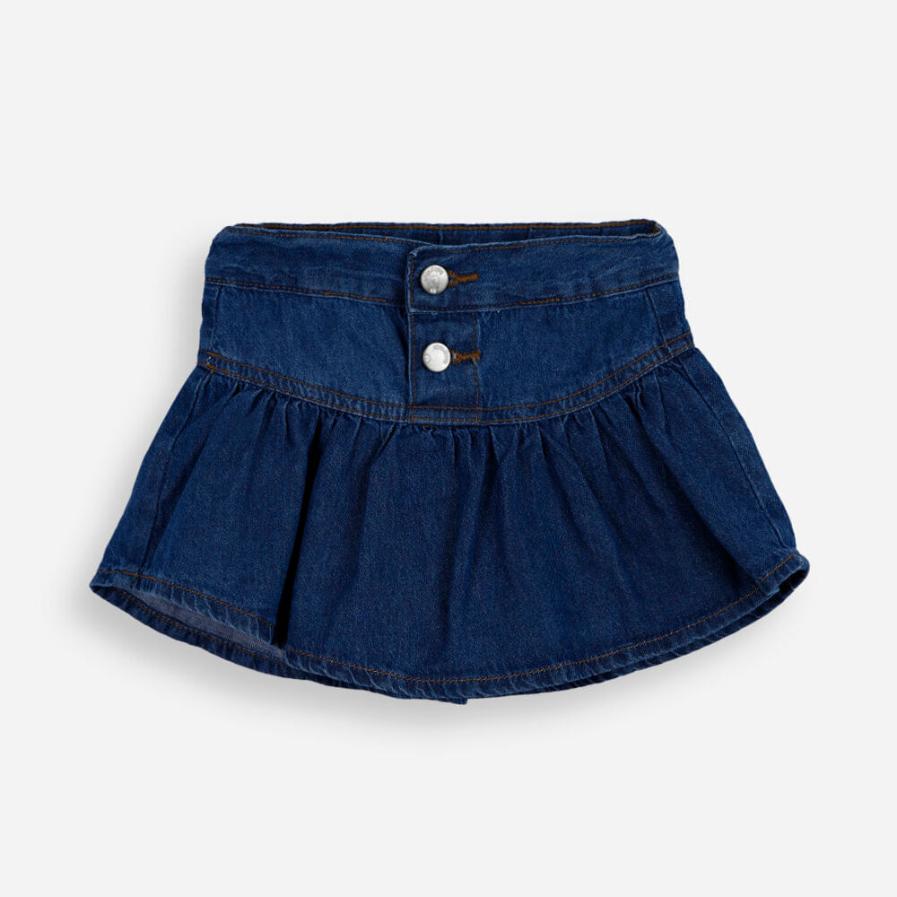 Short saia infantil jeans azul Short saia infantil jeans azul