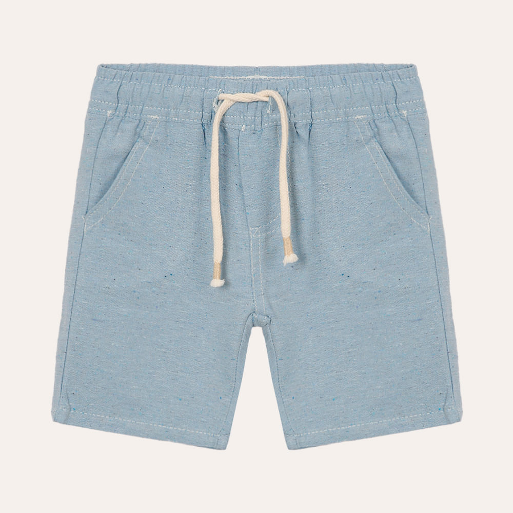 Bermuda infantil cós com elástico e cordão azul Bermuda infantil cós com elástico e cordão azul