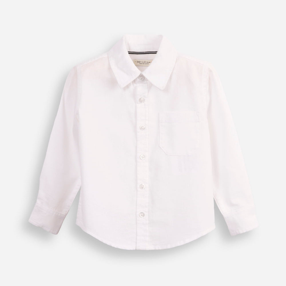 Camisa de algodão infantil manga longa off white Camisa de algodão infantil manga longa off white