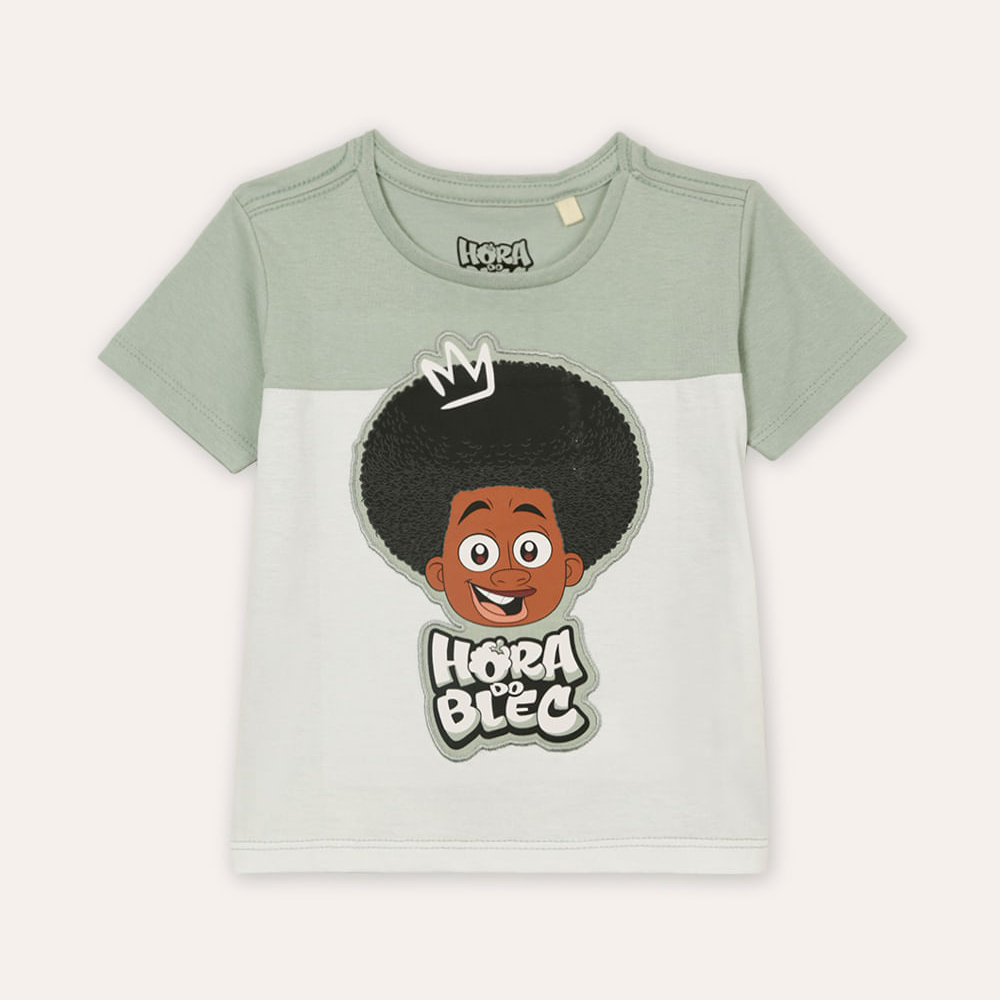 Camiseta infantil de algodão hora do blec verde Camiseta infantil de algodão hora do blec verde