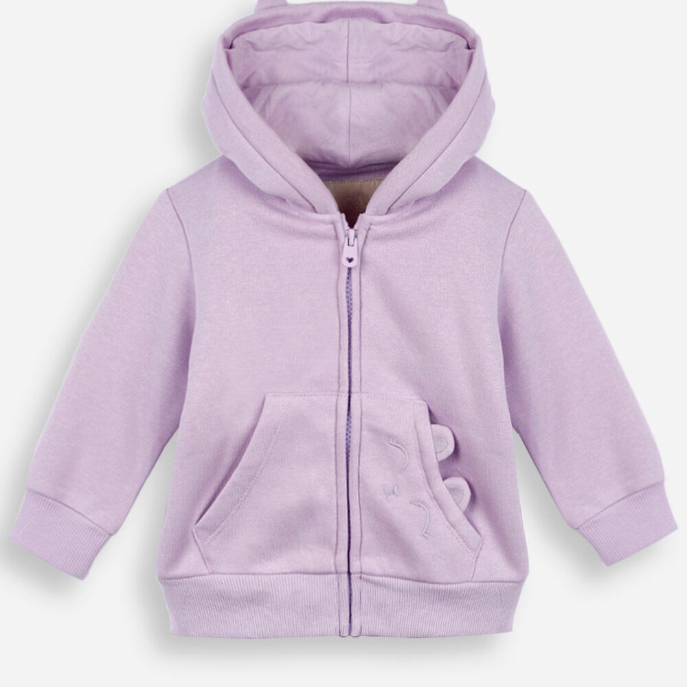 Casaco infantil com capuz de moletom fun lilás Casaco infantil com capuz de moletom fun lilás