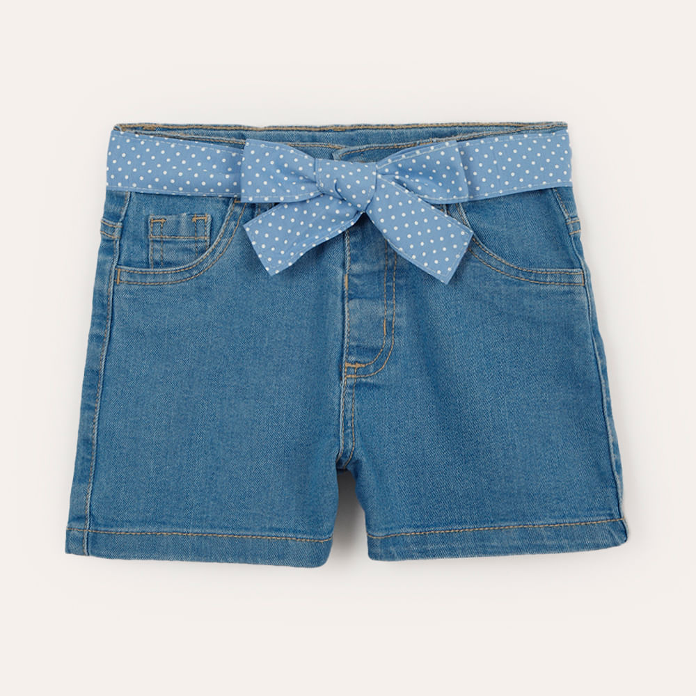 Short jeans infantil com faixa azul Short jeans infantil com faixa azul