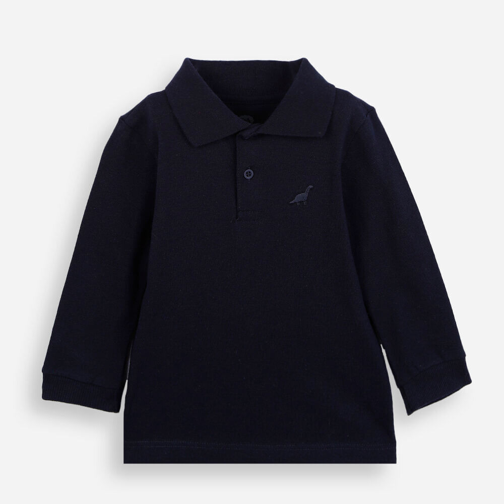 Polo infantil de algodão manga longa azul Polo infantil de algodão manga longa azul