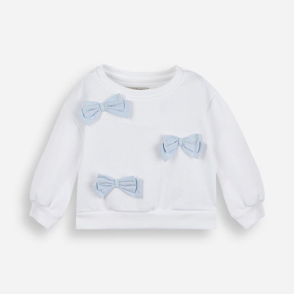 Blusão infantil de moletom com laços off white Blusão infantil de moletom com laços off white