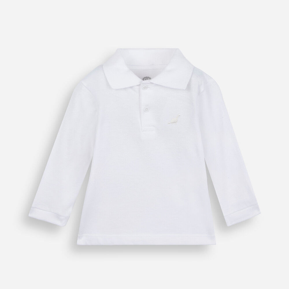 Polo infantil de algodão manga longa off white Polo infantil de algodão manga longa off white