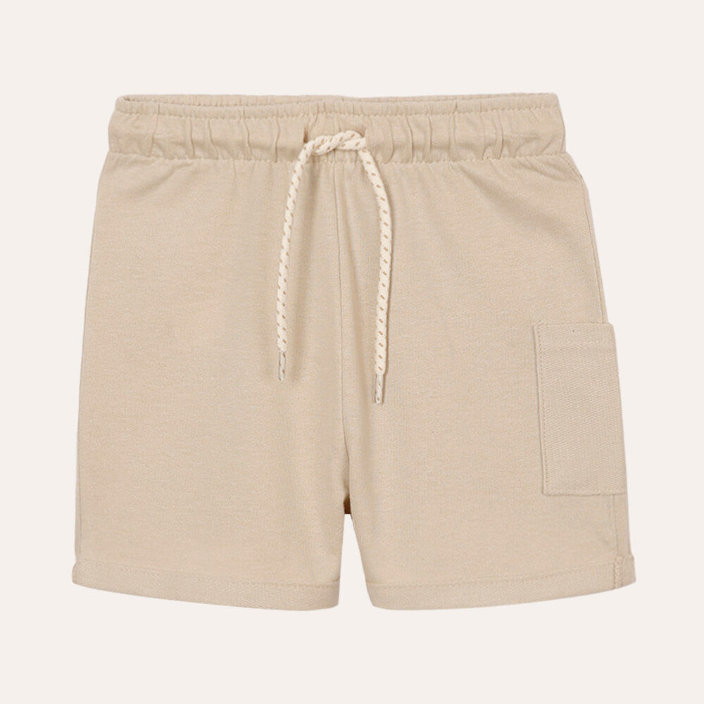 Bermuda infantil de algodão com bolso - bege medio Bermuda infantil de algodão com bolso - bege medio