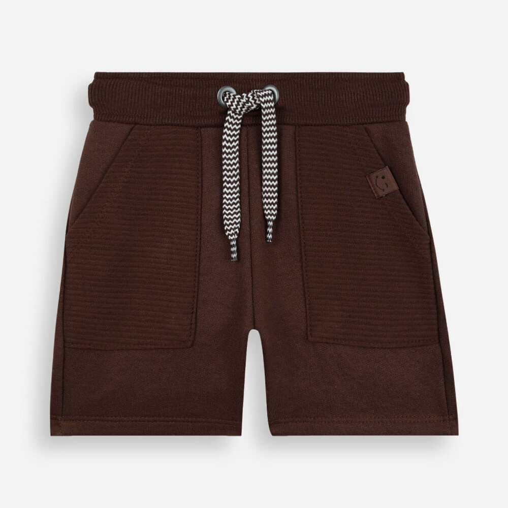 Short de moletom infantil com cordão marrom Short de moletom infantil com cordão marrom