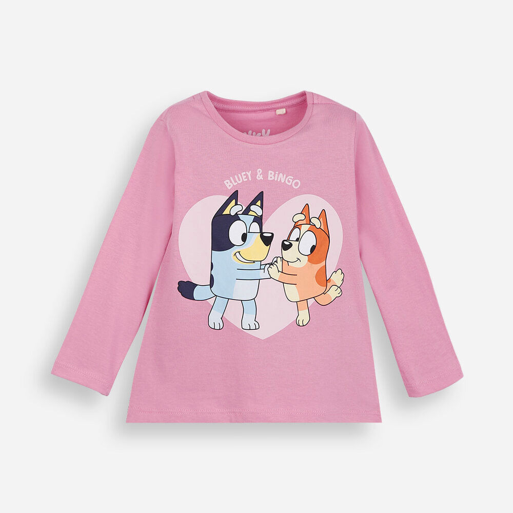 Blusa infantil de algodão manga longa bluey rosa Blusa infantil de algodão manga longa bluey rosa