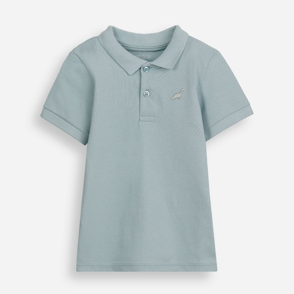 Polo infantil de algodão com bordado verde Polo infantil de algodão com bordado verde