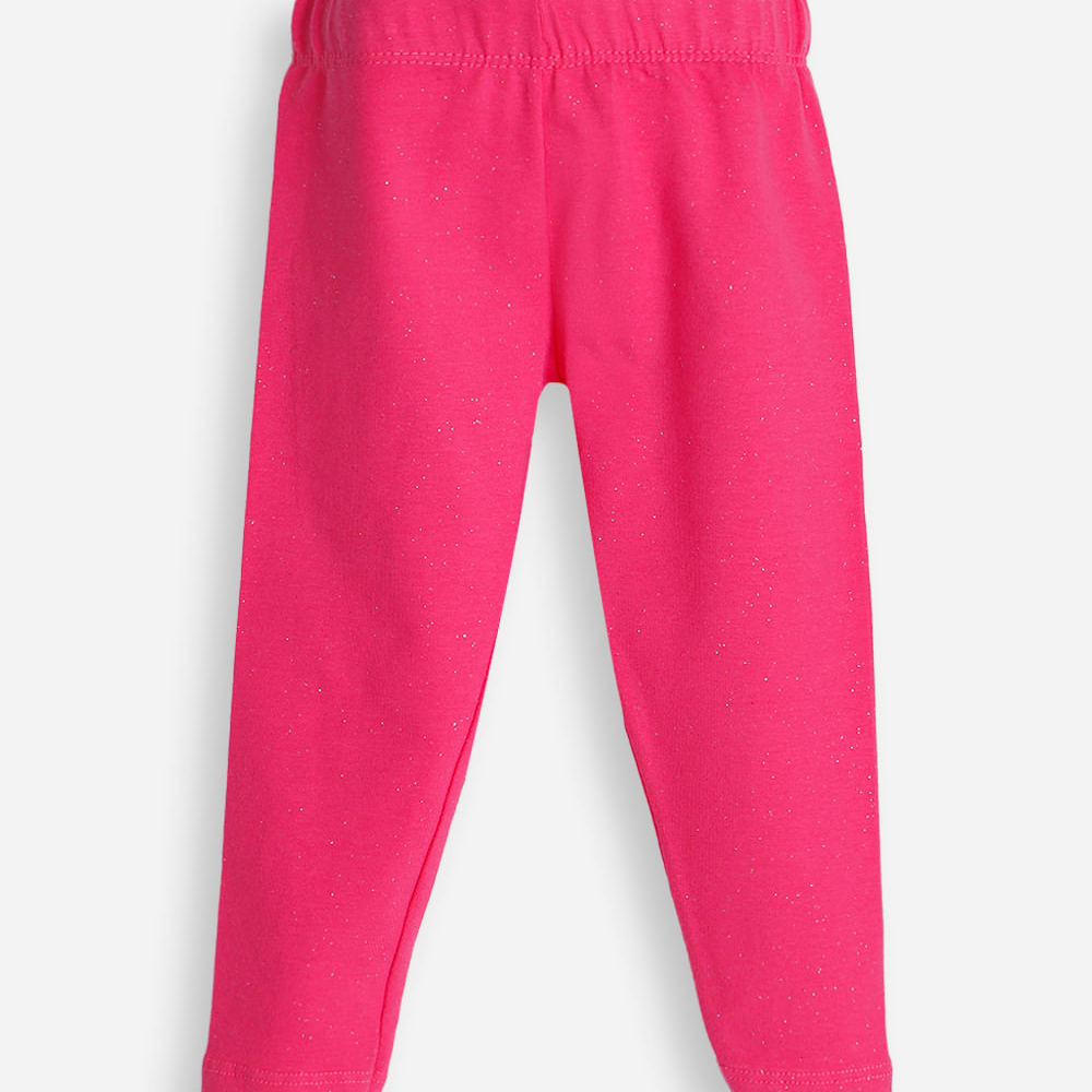 Calça legging infantil com glitter rosa Calça legging infantil com glitter rosa