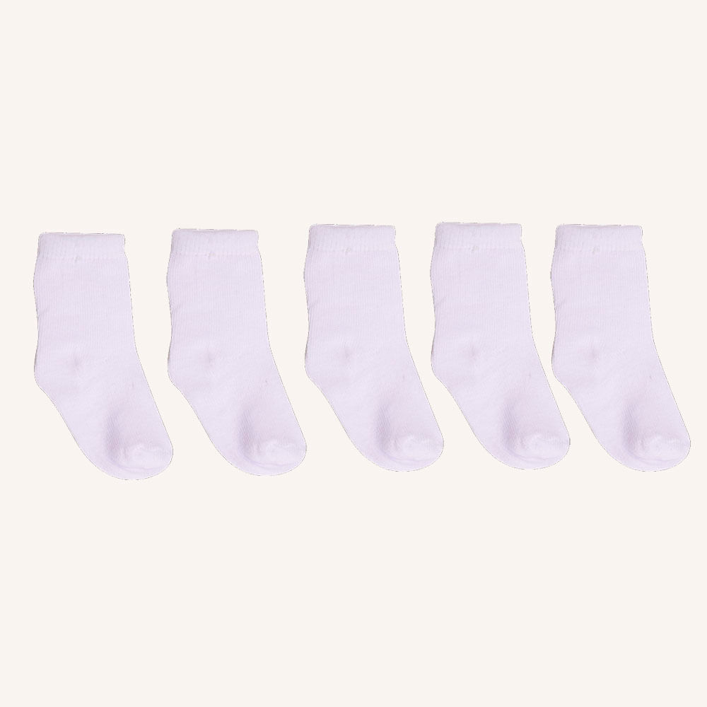 Kit de 5 Meias Infantis Cano Médio Branco Kit de 5 Meias Infantis Cano Médio Branco