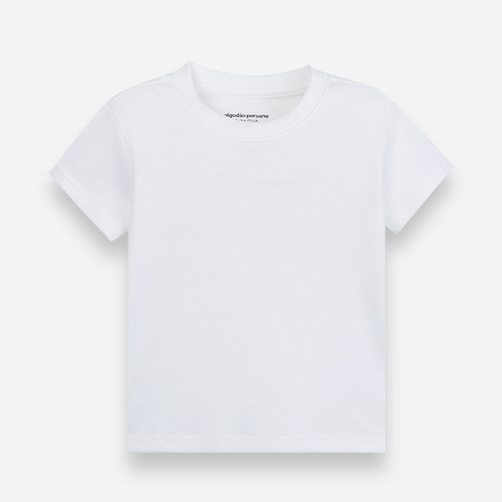 Camiseta infantil manga curta algodão peruano off white Camiseta infantil manga curta algodão peruano off white