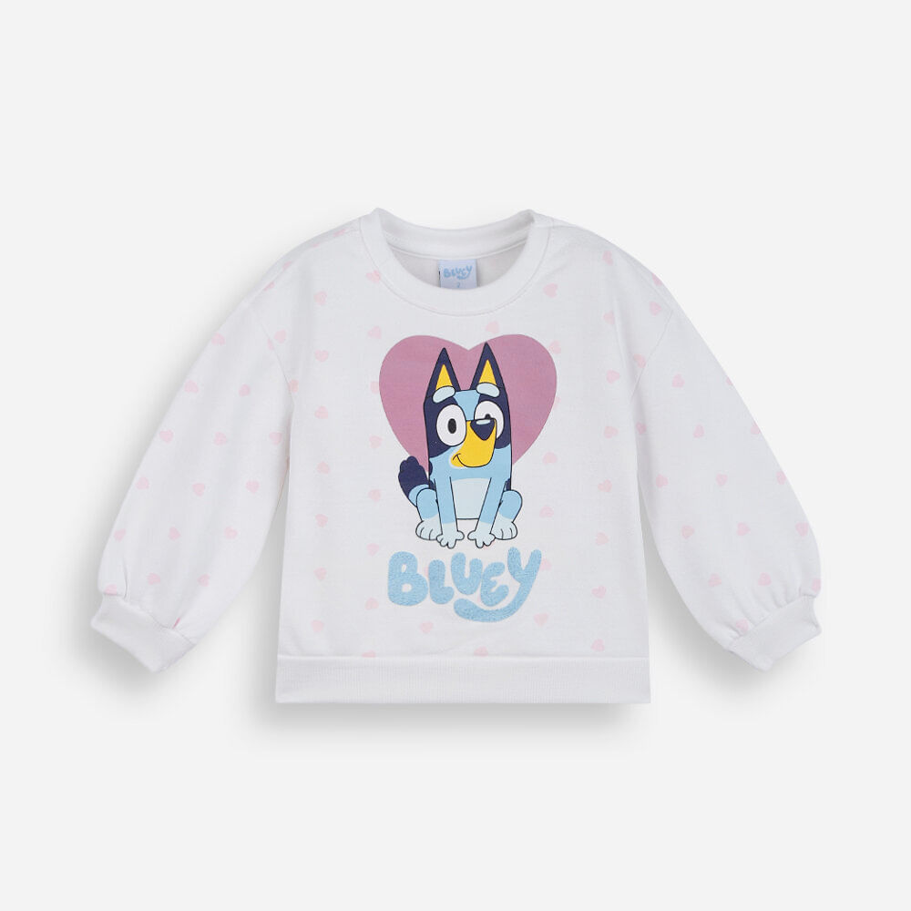 Blusão infantil de moletom bluey com glitter off white Blusão infantil de moletom bluey com glitter off white