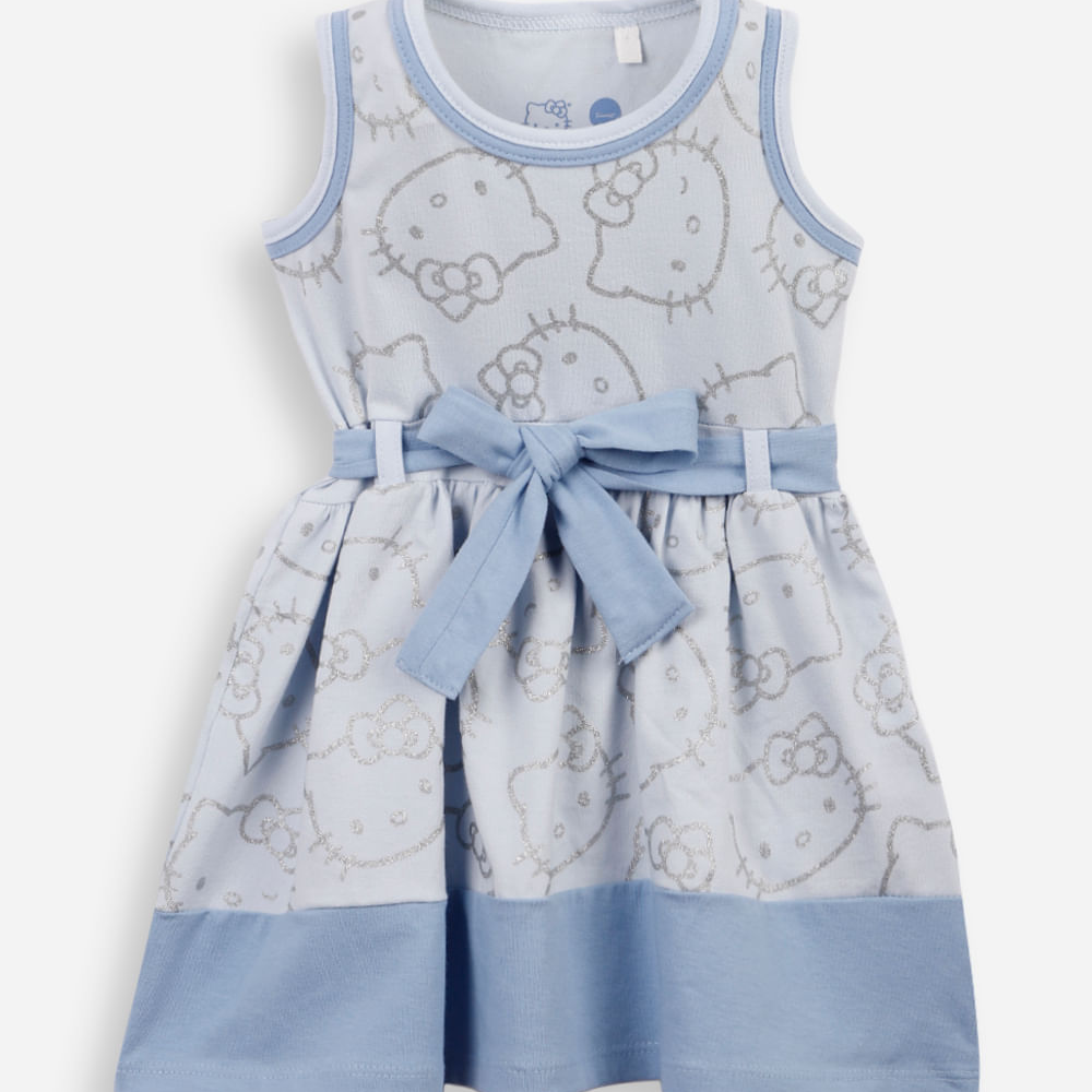 Vestido infantil hello kitty - azul claro Vestido infantil hello kitty - azul claro