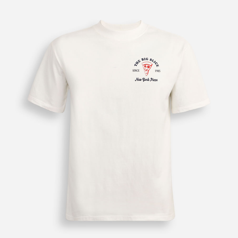 Camiseta oversized juvenil de algodão the big slice off white Camiseta oversized juvenil de algodão the big slice off white