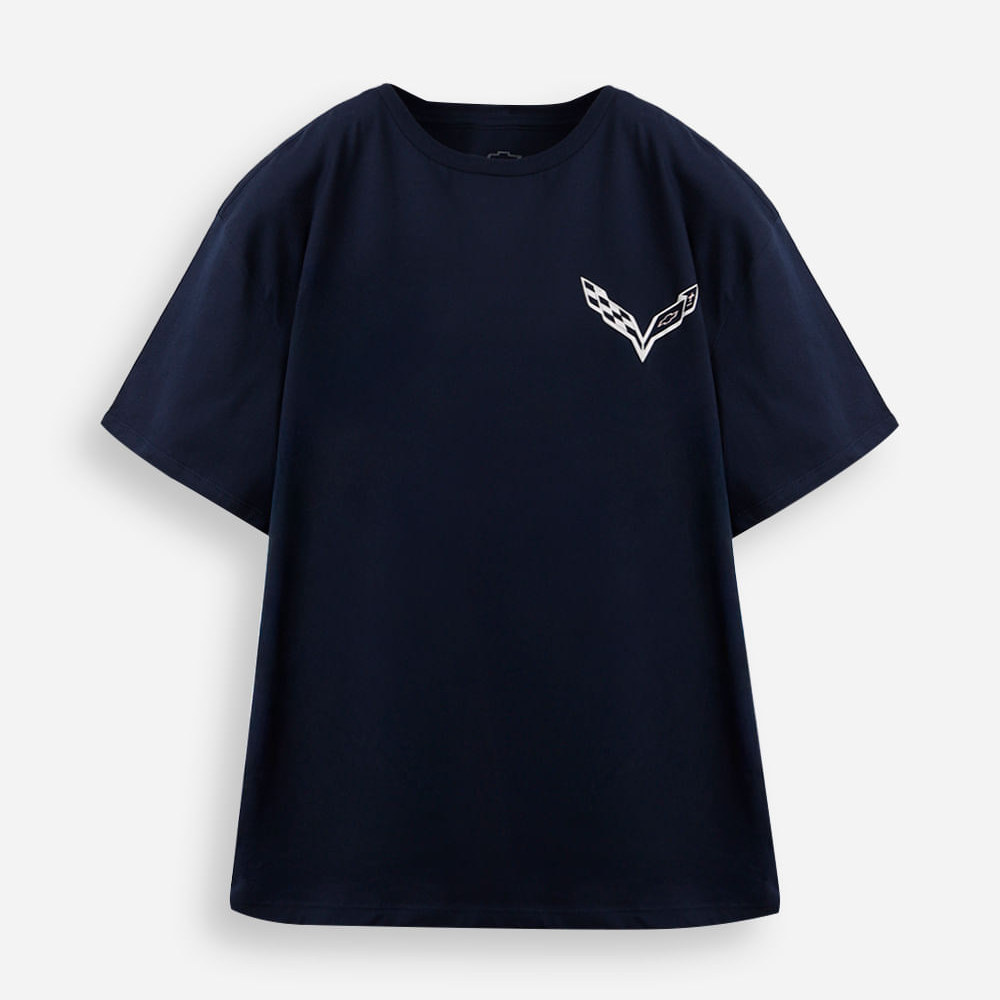 Camiseta comfort juvenil de algodão chevrolet covertte azul Camiseta comfort juvenil de algodão chevrolet covertte azul