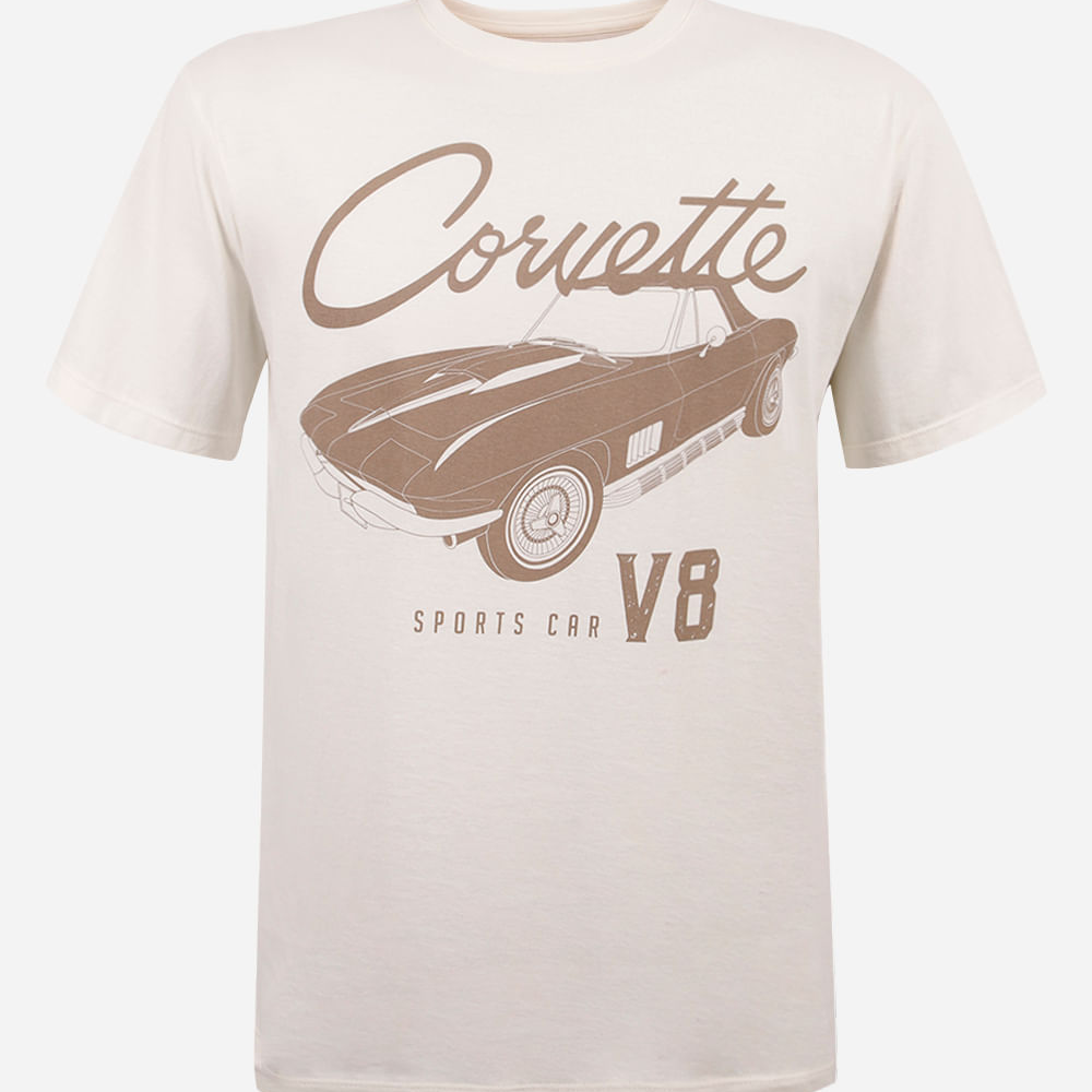 Camiseta juvenil de algodão corvette off white Camiseta juvenil de algodão corvette off white
