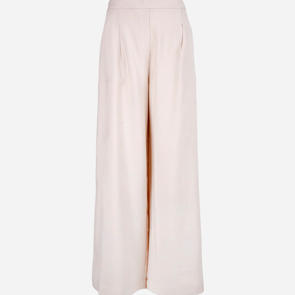 Calça wide leg juvenil com viscose cós elástico bege Calça wide leg juvenil com viscose cós elástico bege