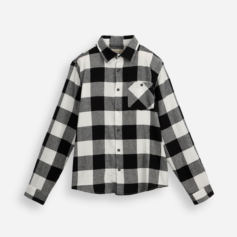 Camisa xadrez juvenil manga longa flanelada off white Camisa xadrez juvenil manga longa flanelada off white