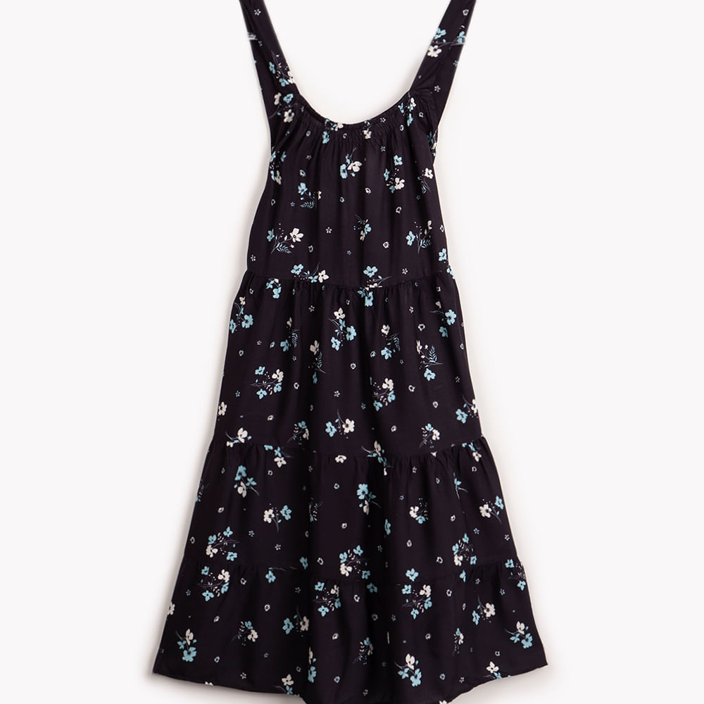 Vestido juvenil marias floral preto Vestido juvenil marias floral preto