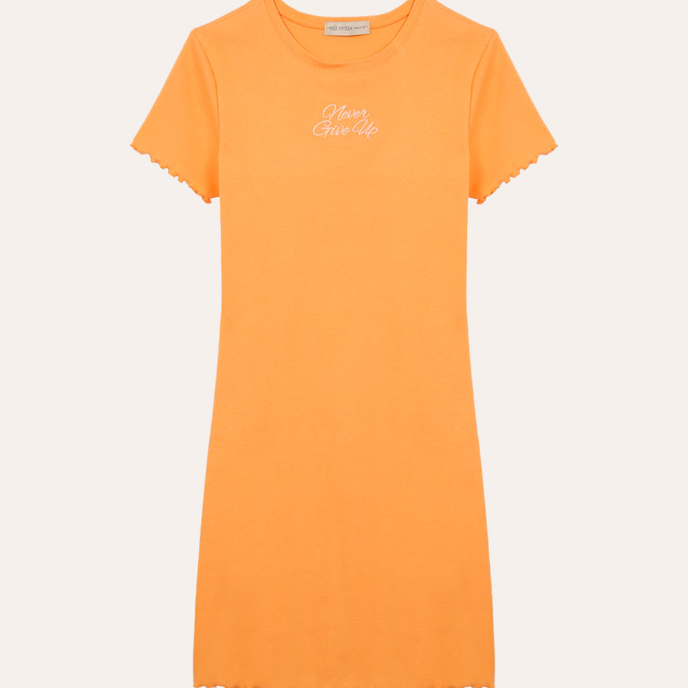 Vestido de algodão juvenil fru fru laranja Vestido de algodão juvenil fru fru laranja