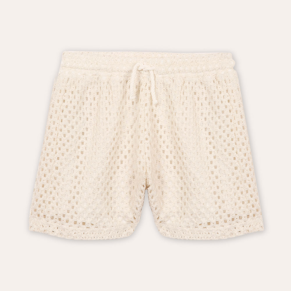 Short de tricot juvenil bege