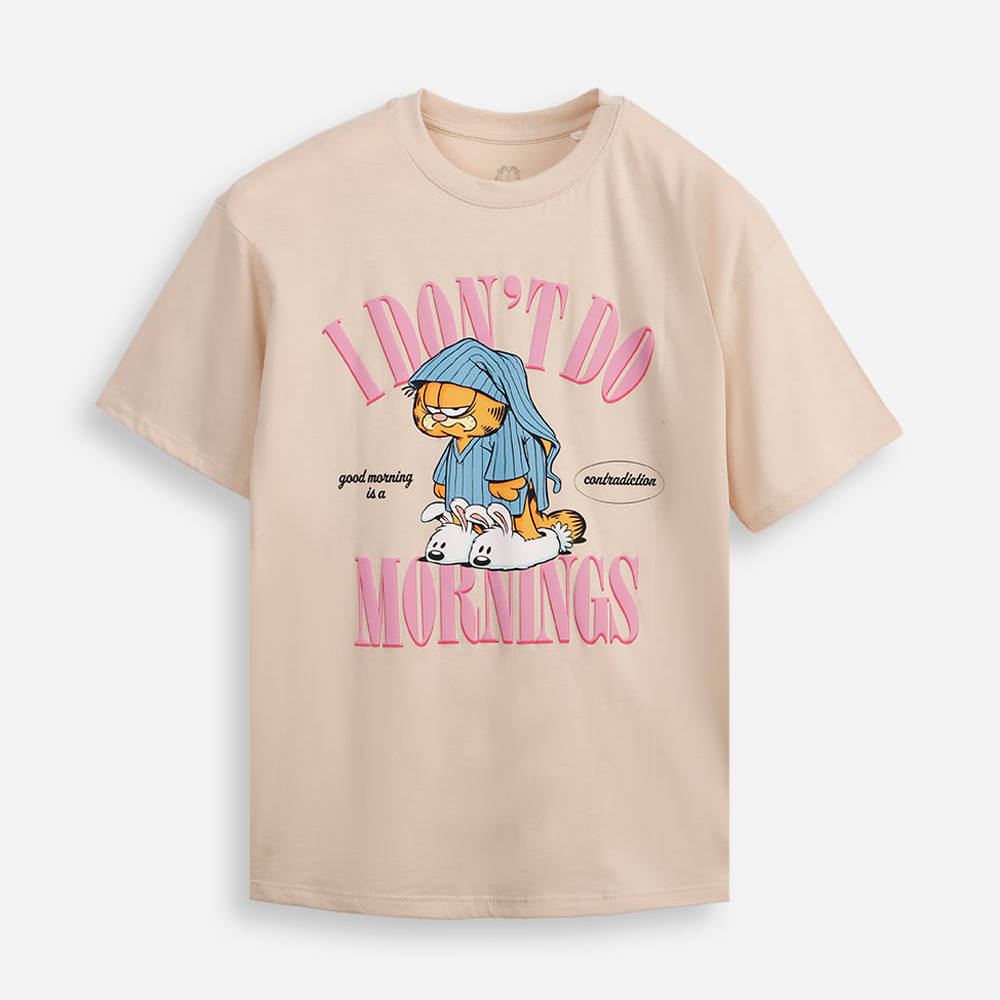 Camiseta oversized juvenil de pijama bege Camiseta oversized juvenil de pijama bege