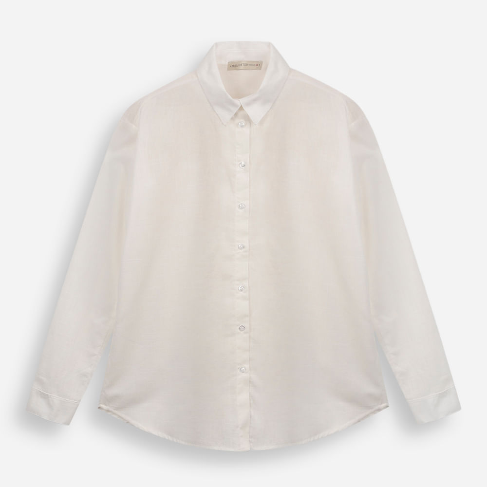 Camisa de algodão juvenil manga longa off white Camisa de algodão juvenil manga longa off white