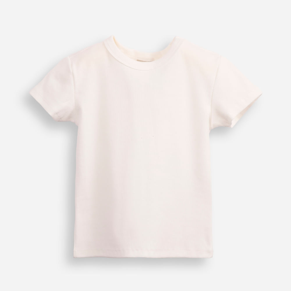 Blusa de algodão juvenil canelada off white Blusa de algodão juvenil canelada off white