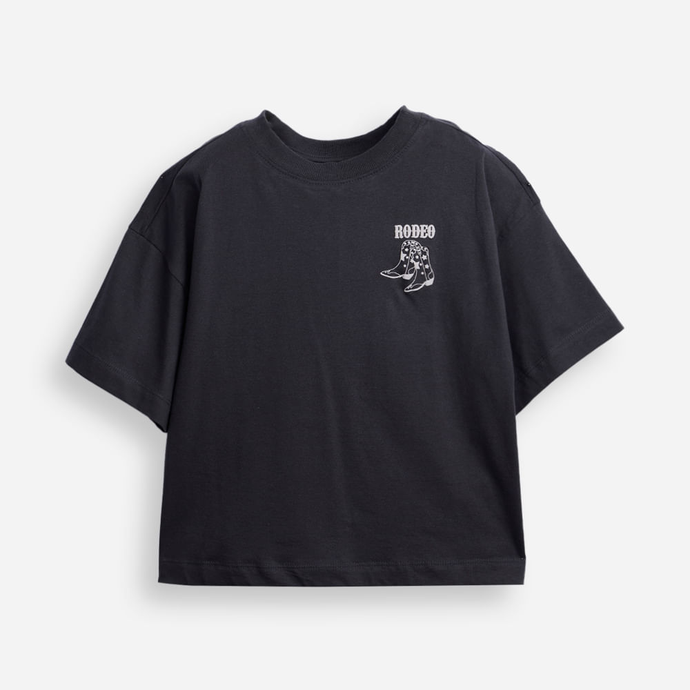 Camiseta de algodão juvenil rodeo cinza