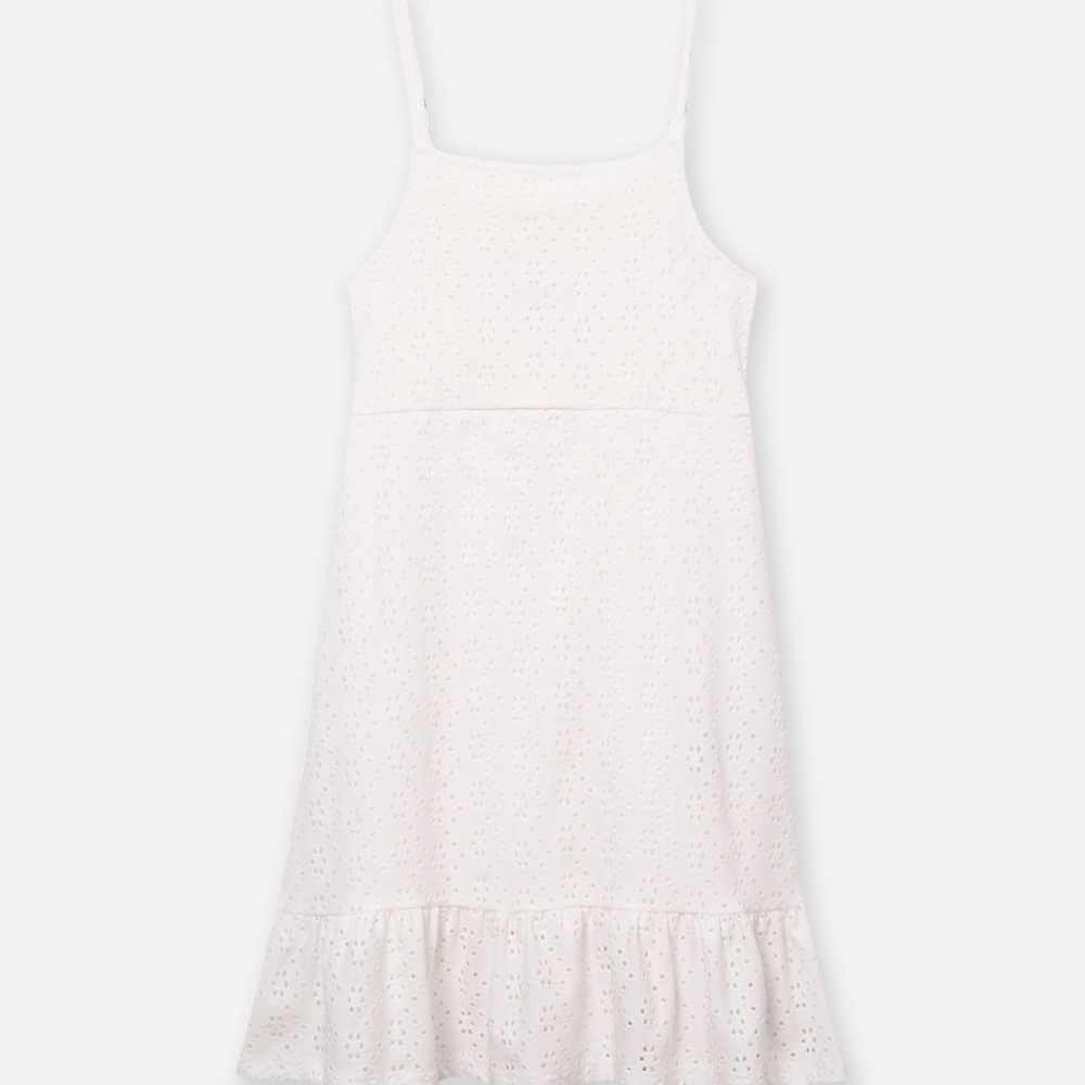 Vestido midi juvenil de laise floral off white Vestido midi juvenil de laise floral off white