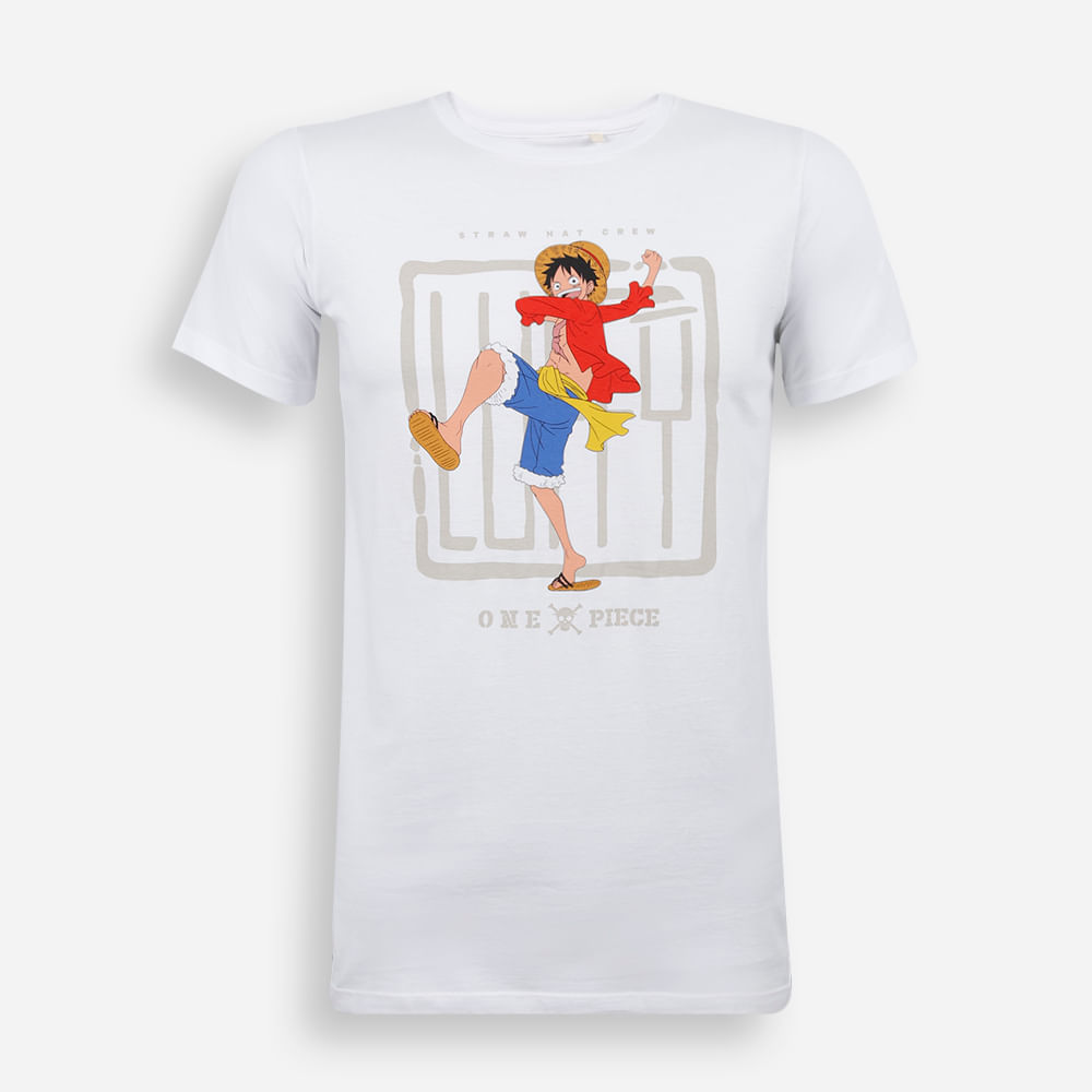Camiseta juvenil de algodão one piece off white Camiseta juvenil de algodão one piece off white