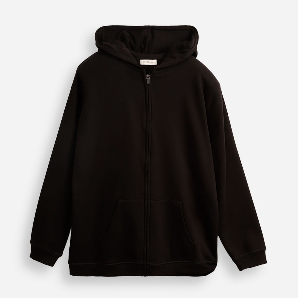 Blusão juvenil de moletom felpado oversized com capuz preto Blusão juvenil de moletom felpado oversized com capuz preto