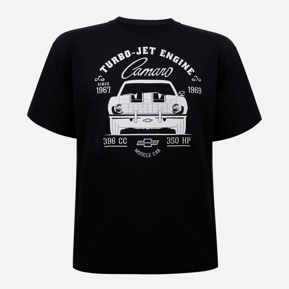 Camiseta juvenil de algodão camaro chevrolet preto Camiseta juvenil de algodão camaro chevrolet preto