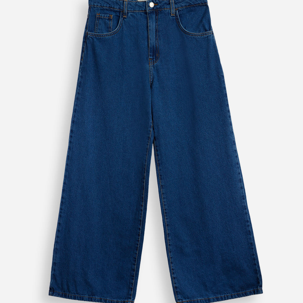 Calça wide leg juvenil jeans azul Calça wide leg juvenil jeans azul