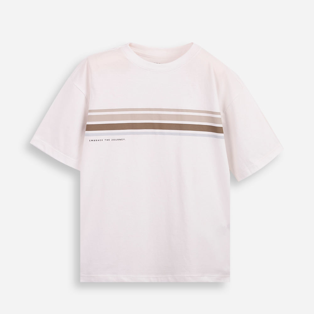 Camiseta infantil comfort listras off white Camiseta infantil comfort listras off white