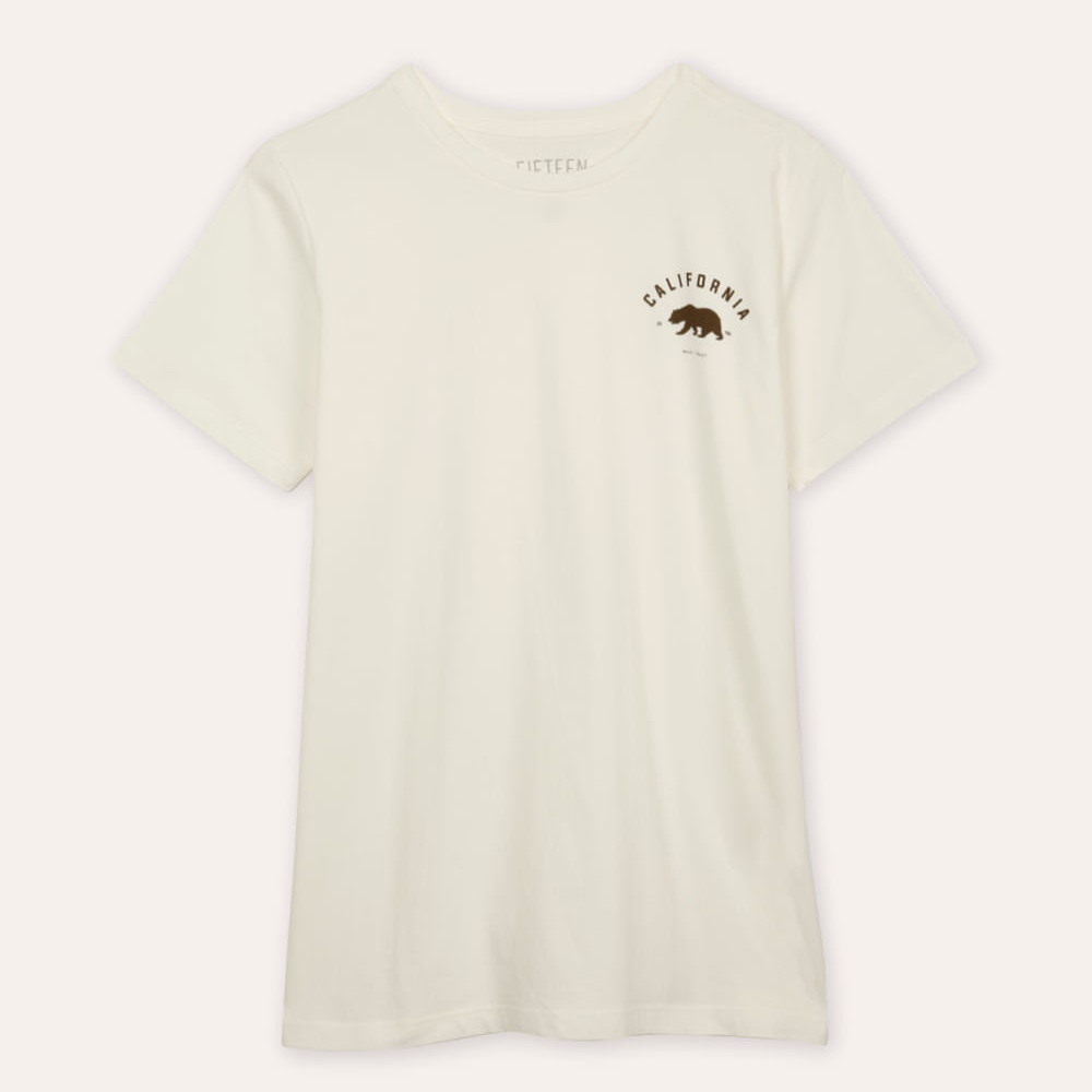 Camiseta de algodão juvenil manga curta california off white